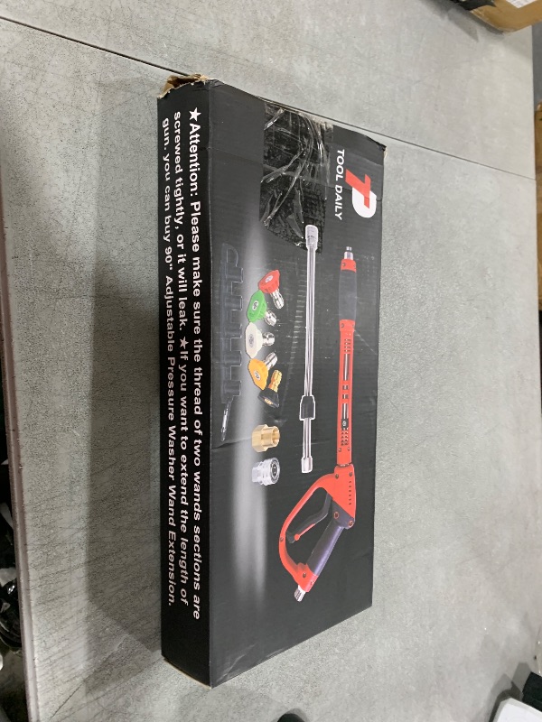 Photo 1 of Tool Daily Deluxe Pressure Washer Gun, with Replacement Wand Extension, 5 Nozzle Tips, M22 Fitting, 40 Inch, 5000 PSI