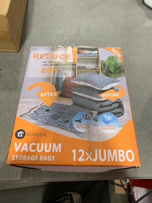 Photo 1 of Vacuum Storage Bags Jumbo (12 x Jumbo),Plastic Packaging Bags,Space Saver Sealer Compression Bags for Blankets, Comforters, Pillows, Bedding,Clothes Storage