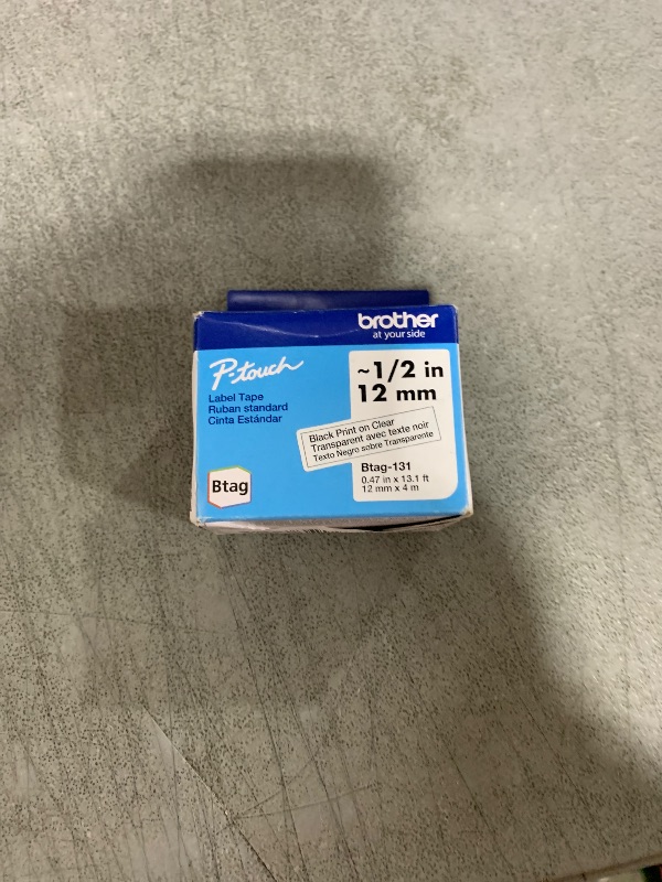 Photo 1 of Brother Genuine P-Touch Btag BTAG131 Black on Clear Label Tape ~1/2in by 13.1ft (12mm x 4m)