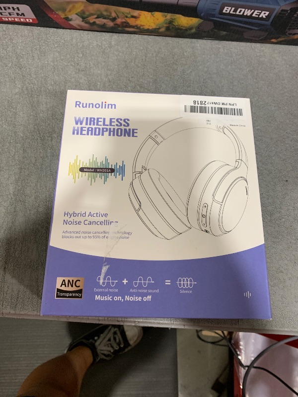 Photo 1 of Runolim  Active Noise Cancelling Over Ear Bluetooth Headphones with Microphone, 70H Playtime, Foldable Headphones with HiFi Audio, Deep Bass for Home, Travel, Office