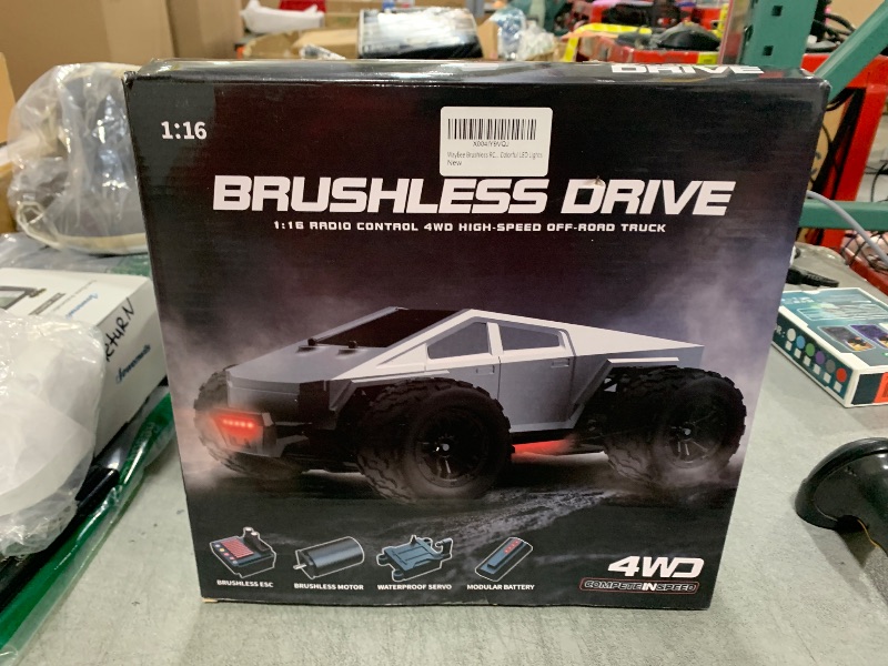 Photo 1 of WayEee Brushless RC Cybertruck 1/16 Fast Cars Toys for Adults and Boys 8+, Max 35 mph High Speed Car, 2.4GHz Remote Control, 2 Replaceable PVC Truck Shell, 4WD All Terrain Vehicle, Colorful LED Lights
