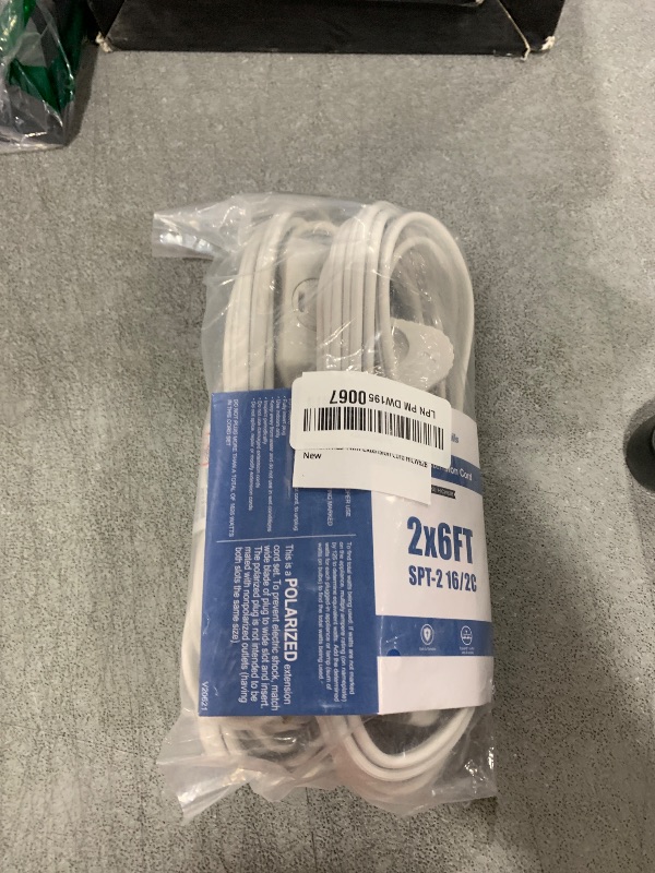 Photo 1 of DEWENWILS 12 Feet Twin Extension Cord Indoor, Flat Extension Cord Split Double Extension Cord Appliance Outlet Power Cable, 6 Polarized Outlets with Safety Cover, ETL Listed, 2 Pack