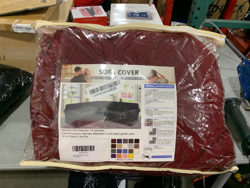 Photo 1 of ALIECOM Stretch Fleece Corner Sectional Couch Covers L Shape Sofa Cover Washable Universal U Shaped Sectional Slip Covers Furniture Protector with Non Skid Foam for Dogs Pets Kids (Wine, Small)