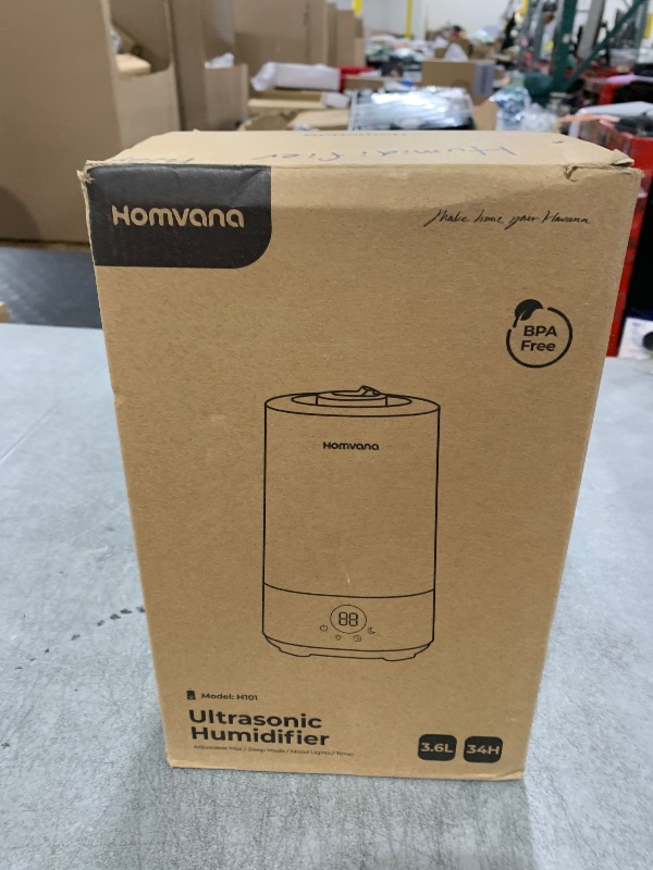 Photo 1 of Homvana Humidifiers for Bedroom Home, 3.6 L Cool Mist Top-Fill 34H Super Long Time, Quiet 16dB, Baby Humidifier, Oil Diffuser for Large Room, Plants, Nursery, Office BPA FREE, 7 Color Light Ultrasonic