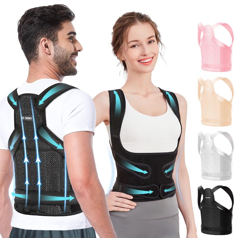 Photo 1 of Fit Geno Posture Corrector for Women and Men - Adjustable Back Brace & Straightener for Scoliosis, Hunchback Correction, Back Pain, Spine Corrector, Back Support and Posture Trainer