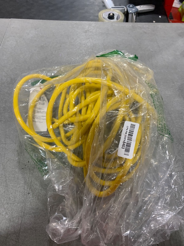 Photo 1 of POWGRN 50 ft 12/3 Outdoor Extension Cord Waterproof Heavy Duty with Lighted Indicator End 12 Gauge 3 Prong, Flexible Cold-Resistant Long Power Cord Outside, 15Amp 1875W SJTW Yellow ETL Listed