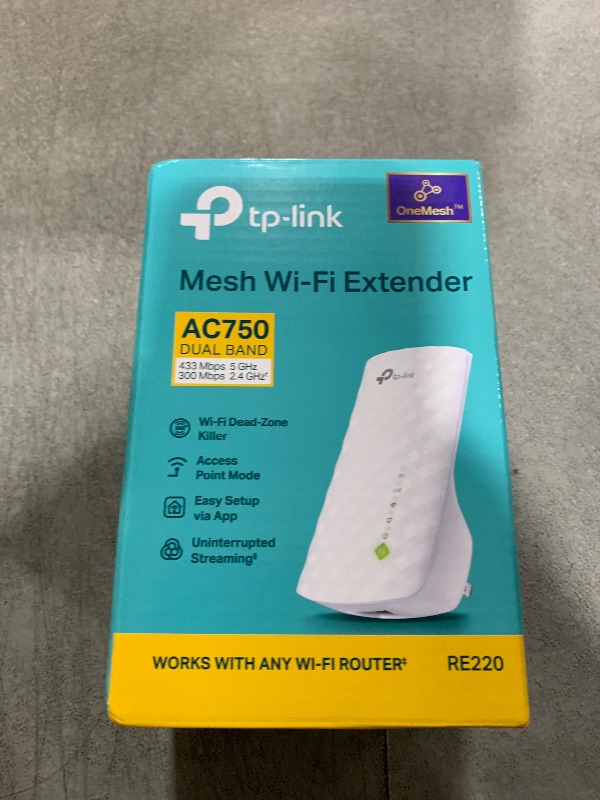 Photo 1 of TP-Link WiFi Extender with Ethernet Port, Dual Band 5GHz/2.4GHz , Up to 44% More Bandwidth than Single Band, Covers Up to 1200 Sq.ft and 30 Devices, Signal Booster Amplifier Supports OneMesh(RE220)