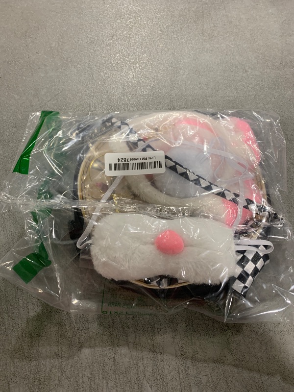 Photo 1 of Kyson Easter White Rabbit Costume Accessories Set 6Pcs Bunny Ear Headband,Bow Tie,Nose,Glasses,Tail,Clock Bag for Halloween (Set A)