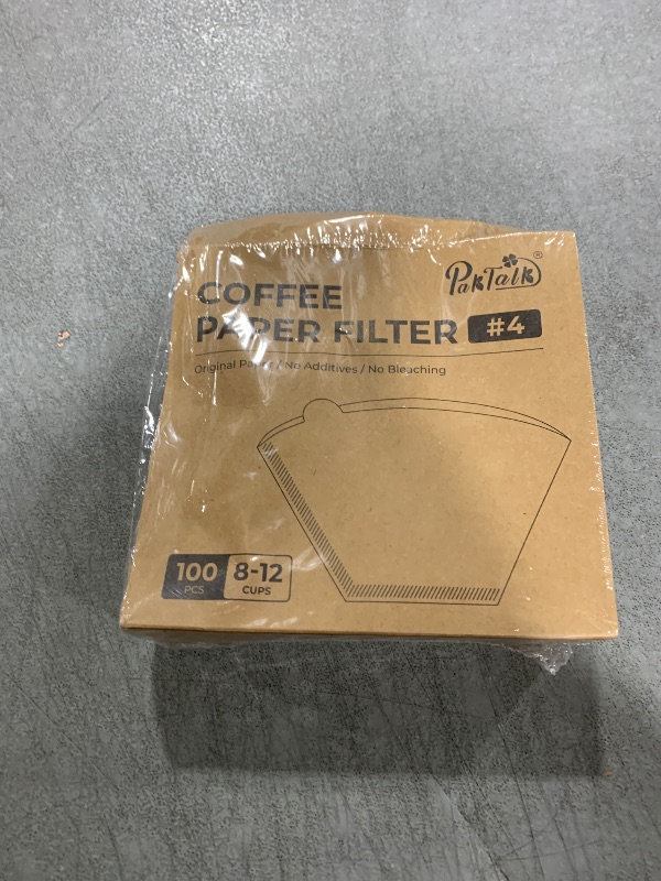 Photo 1 of PakTalk 300 Count Cone Coffee Filters #4, Natural Brown Paper Coffee Filters 4 Cone Paper for Pour Over and Drip Coffee Maker (100 Count, Pack of 3)