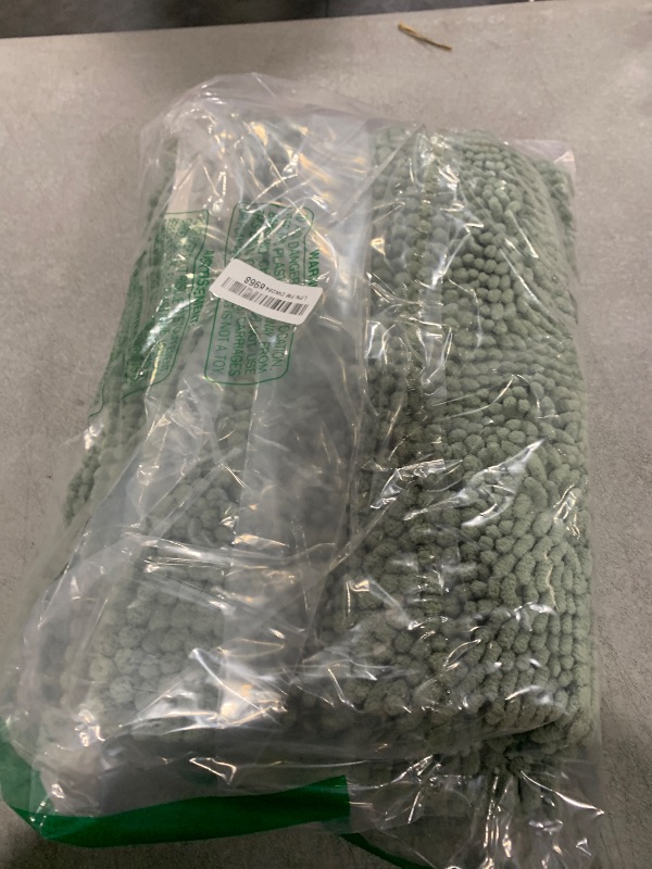 Photo 1 of H.VERSAILTEX 2 Piece Non Slip Thick Soft Chenille Striped Bath Rug Set, Bath Mats for Bathroom Sets (Green Bay, 20" x 32"/17" x 24")