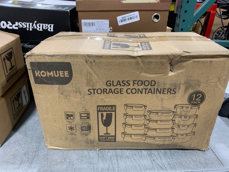 Photo 1 of KOMUEE 24 Pieces Glass Food Storage Containers Set,Glass Meal Prep Containers-Stackable Airtight Glass Storage Containers with lids,Freezer, Microwave, Oven Safe,Gray