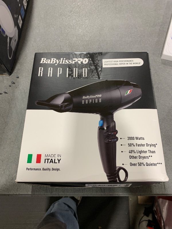 Photo 1 of BaBylissPRO Hair Dryer, Nano Titanium Rapido 2000-Watt Blow Dryer, Hair Styling & Appliances, Black, BRAP1