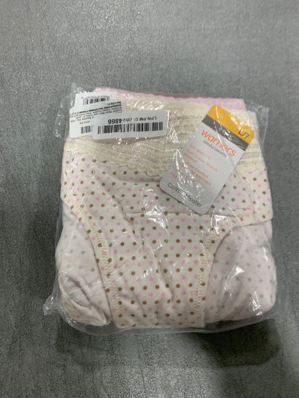Photo 1 of Warner's womens Blissful Benefits Dig-free Comfort Waist With Lace Cotton 6-pack Ru2266w Hipster Panties, Pale Pink/Light Gray Heather/Sunset Blush/Toasted Almond/ Bodytone Polka Dot/ Toasted Almond, Large US