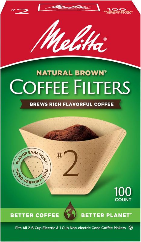 Photo 1 of Melitta #2 Cone Coffee Filters, Unbleached Natural Brown, 100 Count