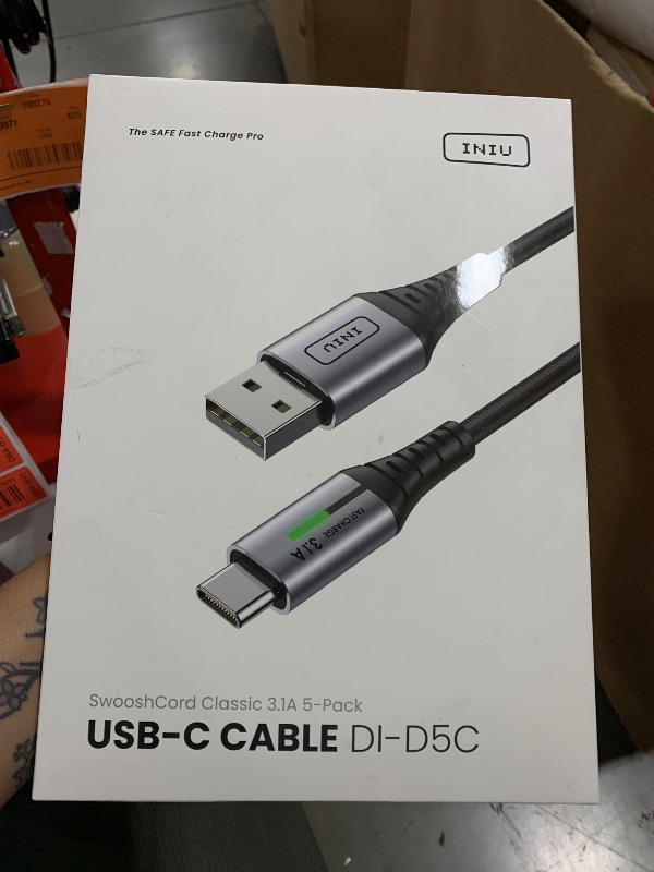Photo 1 of INIU USB to C Cable Fast Charging, [5 Packs, 1.6FT+3.3FT*2+6.6FT*2] 3.1A Type C Cords, Nylon USB-C Phone Charger Cables for iPhone 16 15 Samsung Galaxy S21 S20 S10 A14 Note 10 LG Pixel 9 8 etc