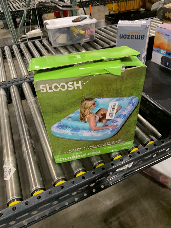 Photo 1 of SLOOSH Inflatable Tanning Pool Lounger Float, 70" x 46" Pool Floats Adult with Pillow, 4 in 1 Suntan Tub Raft Floatie,Sunbathing Bed Lounge for Water Blow Up Kids Ball Pit Party Gifts, L-Blue