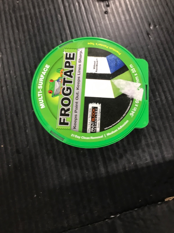 Photo 1 of FrogTape Multi-Surface Painters Tape with PAINTBLOCK, 1 Inch Wide (0.94 In. x 60 Yds), Medium Adhesion, Green, 1 Roll (1358463)