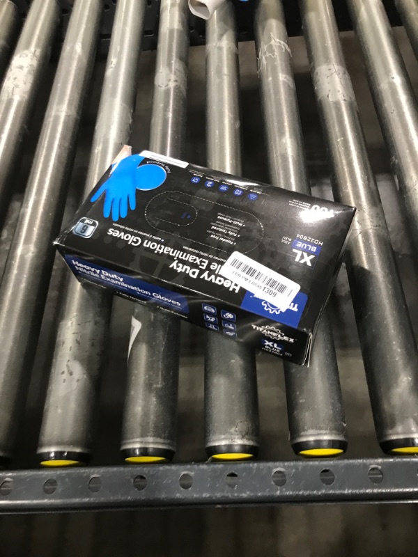 Photo 1 of TitanFlex Heavy-Duty Blue Disposable Nitrile Gloves, XL, Box of 100, 6-mil, Fully Textured, Powder-Free, Latex-Free