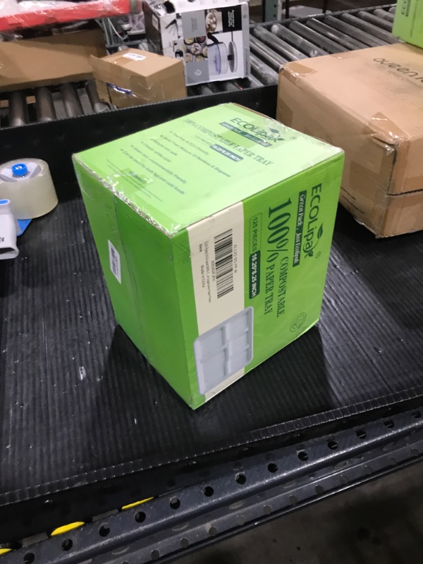 Photo 1 of ECOLipak 100% Compostable 5 Compartment Plates, 125 Pack Disposable Paper Plates, Heavy-Duty Biodegradable Sugarcane Plates, Eco-Friendly School Lunch Trays