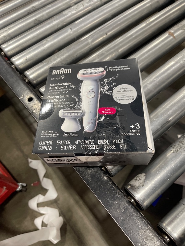 Photo 1 of Braun Epilator Silk-épil 9, Hair Removal Device, Women Shaver & Trimmer, Pivoting Head, Wet and Dry Epilator, Includes Shaver Head and Trimmer Comb, SES9-030