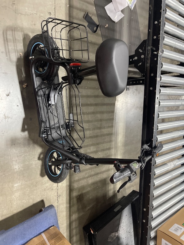 Photo 1 of Electric Scooter with Seat, 550W Motor, 18.6MPH Top Speed, 20 Miles Range, Adults Electric Scooter with Large Storage Basket for Pets Dogs and Items C1S-FB4