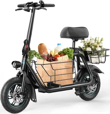 Photo 1 of Electric Scooter with Seat, 550W Motor, 18.6MPH Top Speed, 20 Miles Range, Adults Electric Scooter with Large Storage Basket for Pets Dogs and Items C1S-FB4