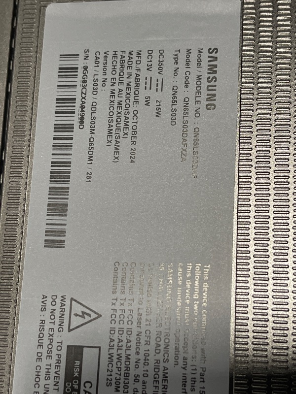 Photo 1 of SAMSUNG 65-Inch Class QLED 4K LS03D The Frame Series Quantum HDR Smart TV w/Dolby Atmos, Art Mode, Anti-Reflection, Customizable Frame, Slim Fit Wall Mount with Alexa Built-in (QN65LS03D, 2024 Model)