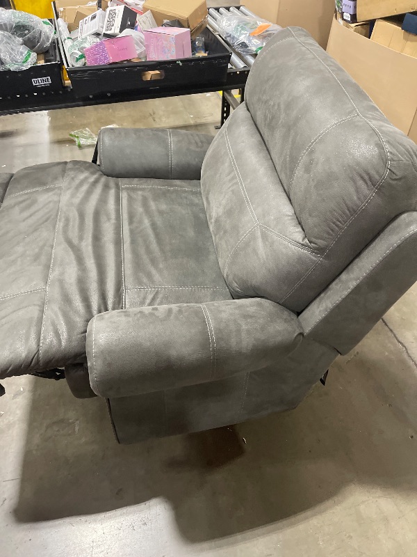 Photo 1 of Signature Design by Ashley Clonmel Microfiber Extra Wide Manual Reclining Loveseat, Gray