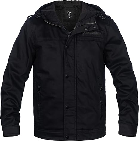 Photo 1 of Mens Casual Washed Cotton Military Jacket Warm Canvas Windbreaker small