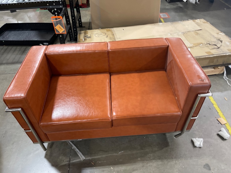 Photo 1 of Flash Furniture HERCULES Regal Series Contemporary Cognac LeatherSoft Loveseat with Encasing Frame