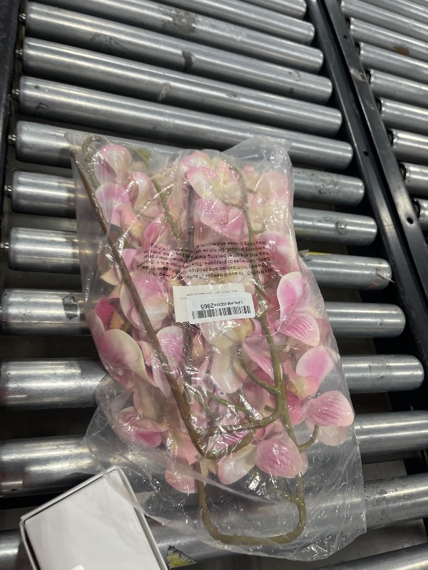 Photo 1 of DILATATA 4 Pcs Artificial Orchids Stems with 9 Large Flowers Real Touch Phalaenopsis Orchids Flowers Fake Flower Branches 31.5" Tall for Home Arrangement -Pink Orchid