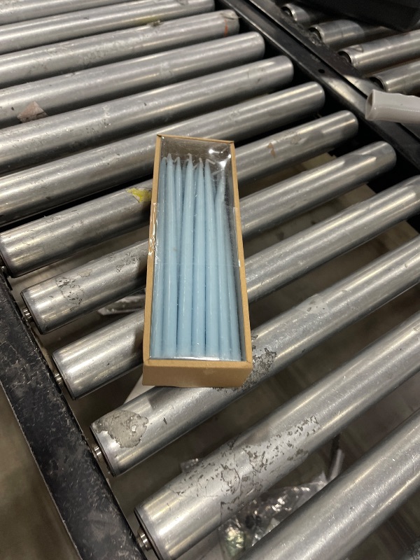 Photo 1 of Creative Co-Op 24-Piece Unscented Thin Taper Candles in Box, Light Blue