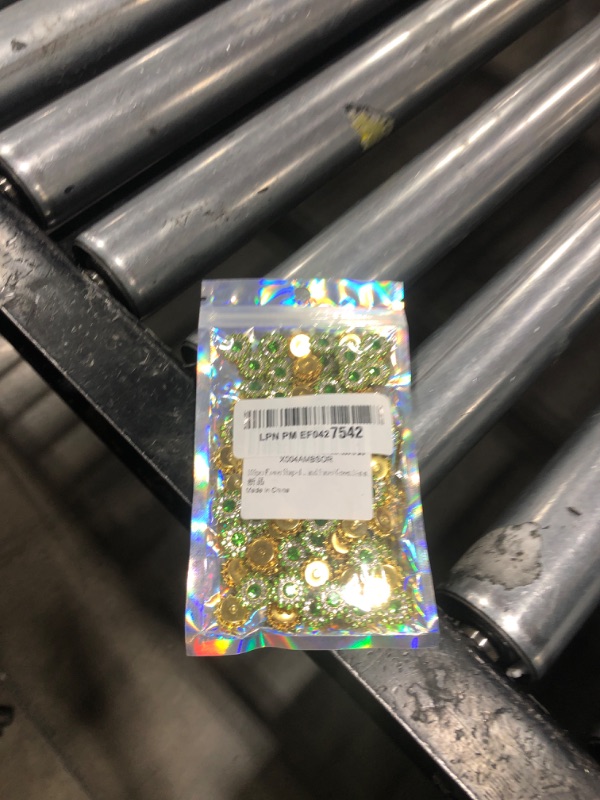 Photo 1 of 100PCS 14MM Sew on Rhinestones Gems, Flower Gold Claw Rhinestones Glass Crystals Jewelry for Crafting Sewing Clothes Dresses Shoes Belt Decoration Accessories (Light Green)