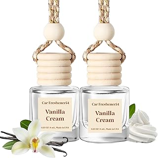 Photo 1 of Car Air Freshener Hanging, Vanilla Cream Fragrance Oil Air Diffuser for Car, Long Lasting Car Air Fresheners, Made in USA (2 Pack)
