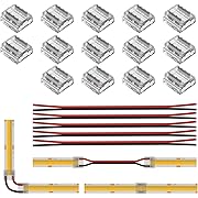 Photo 1 of BTF-LIGHTING FCOB COB 8mm 0.31in Connector Kit 14pcs Transparent Connector 5pcs 15cm Long 20AWG Extension Wires for Non-Wired Gapless Solderless,FCOB 2 pin v+ v- Single Color Strip Corner Connection
