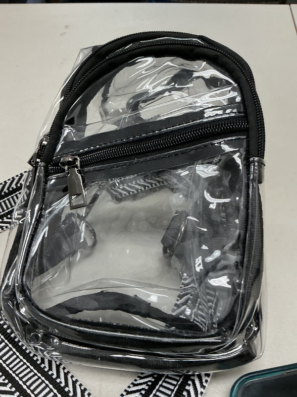 Photo 1 of MAY TREE Clear Bagk Stadium Approved for Women and Men, Clear Bag for Stadium Events, Transparent bag for Concert Sporting Festival, Black