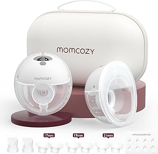 Photo 1 of Momcozy M5 Hands-Free Wearable Breast Pump, Double-Sealed Flange for Baby-Like Comfort, 3 Modes & 9 Suction Levels, Portable Electric Pump – 24mm, 2-Pack Quill Gray
