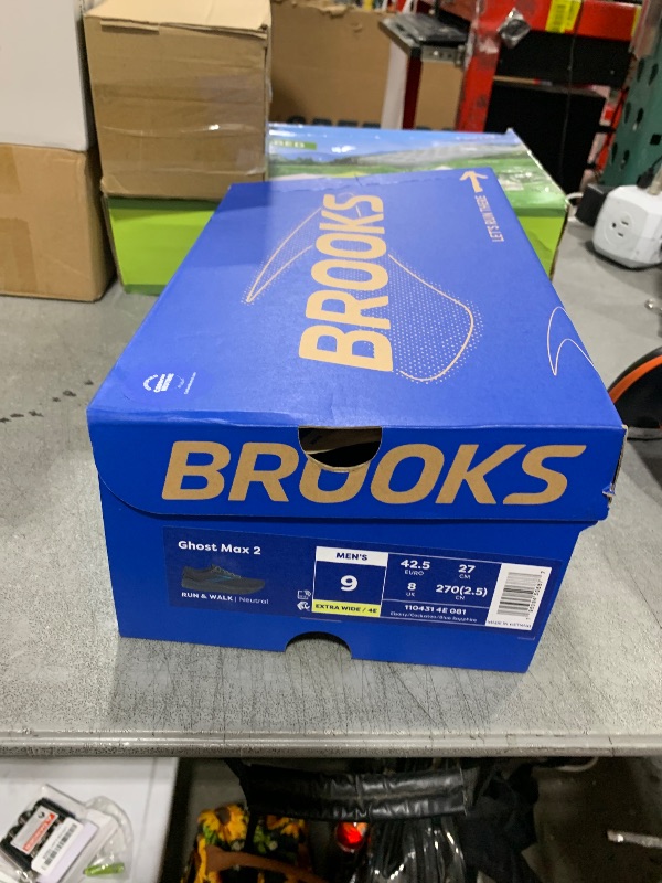 Photo 1 of Brooks Men’s Ghost Max 2 Neutral Running & Walking Shoe - Ebony/Cockatoo/Blue Sapphire - 9 X-Wide