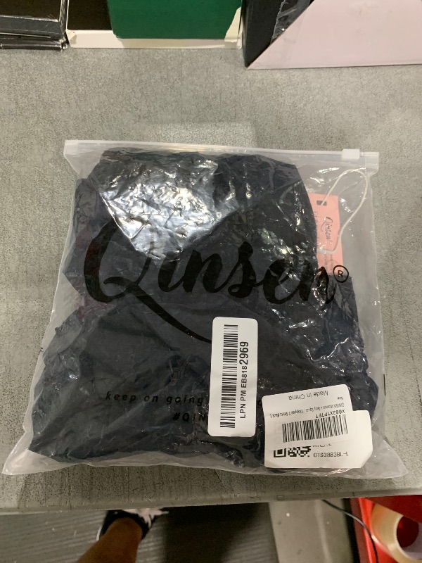Photo 1 of QINSEN Women's Sexy Square Neck Crop Top Long Sleeve Slim Fit Cropped T Shirts Black L