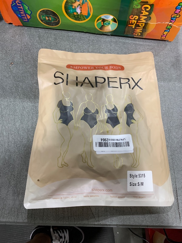 Photo 1 of SHAPERX Open Bust Shapewear Tummy Control Bodysuits for Women Seamless Compression High Waisted Body Shaper, SZ5315-Black-S/M