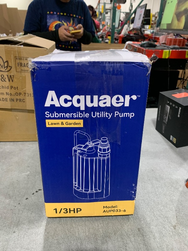 Photo 1 of Acquaer 1/3 HP Automatic Submersible Water Pump, 115V Sump Pump with 3/4” Garden Hose Check Valve Adapter,2160 GPH High Flow Water Removal for Swimming Pool Cover Hot Tubs Flooded House Basement