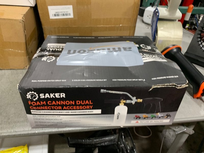Photo 1 of Saker Foam Cannon Dual Connector Accessory for Pressure Washer Kit,with Foam Cannon Dual Connector,Pressure Washer Gun for Car Washing and Cleaning,5 Power Washer Sprayer Nozzles