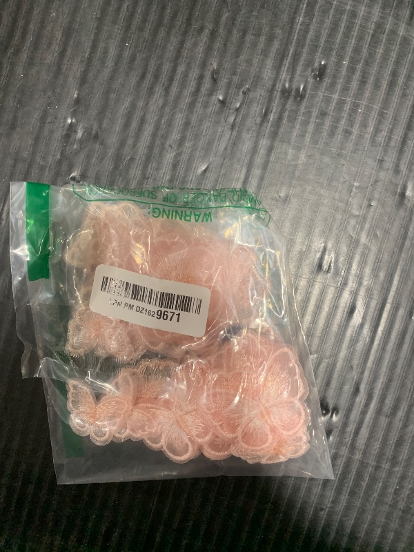 Photo 1 of 60 Pieces 3 Sizes Fairy Embroidery Butterfly Applique Sew on Tulle Butterfly Lace Patch for Wedding Veil Headband Dress Embellishment Jewelry Making (Pink)