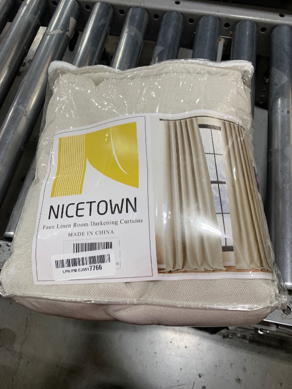 Photo 1 of NICETOWN Room Darkening Curtains 84 inches Long Thermal Faux Linen Curtains for Bedroom 2 Panels, Pinch Pleated Light Blocking Thermal Insulated Thick Drapes for Living Room, Natural, W50 x L84