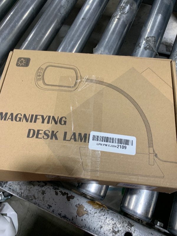 Photo 1 of IVMAIE 10X Magnifying Glass with Light and Stand Magnifier with Light Hands Free Lighted Magnifying Desk Lamp Dimmable for Close Work Craft Read Cross Stitch Sewing Repair Hobby Rectangular White