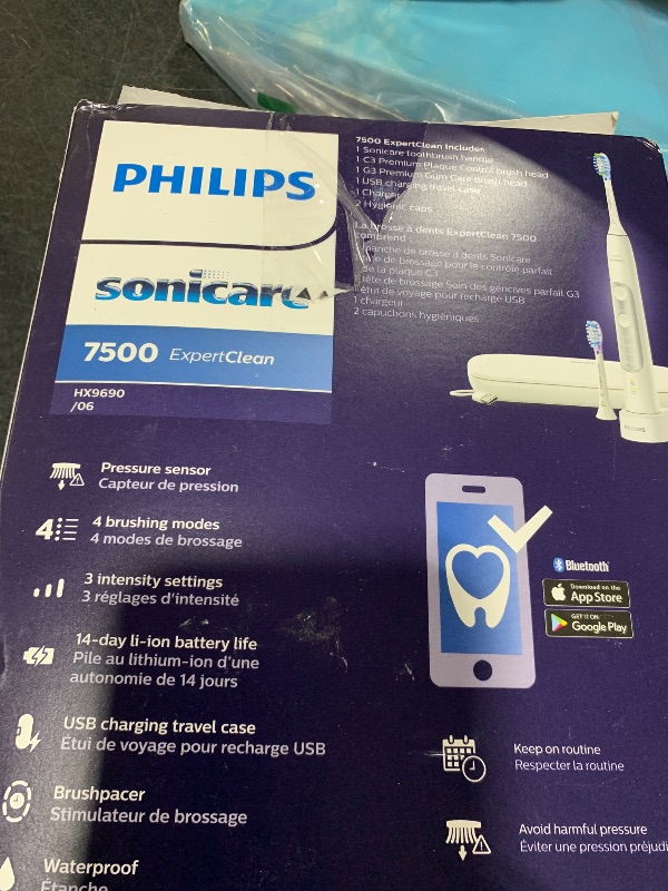 Photo 1 of Philips Sonicare ExpertClean 7500 White, Rechargeable Electric Power Toothbrush, HX9690/06