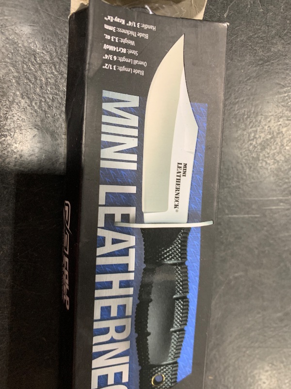 Photo 1 of Cold Steel Mini Leatherneck Clip Point Compact Lightweight 3.5" 8CR13MOV Steel Fixed Blade Outdoor Hunting Utility Knife, 3.25" Textured Ergonomic Kray-Ex Handle, Secure-Ex Sheath