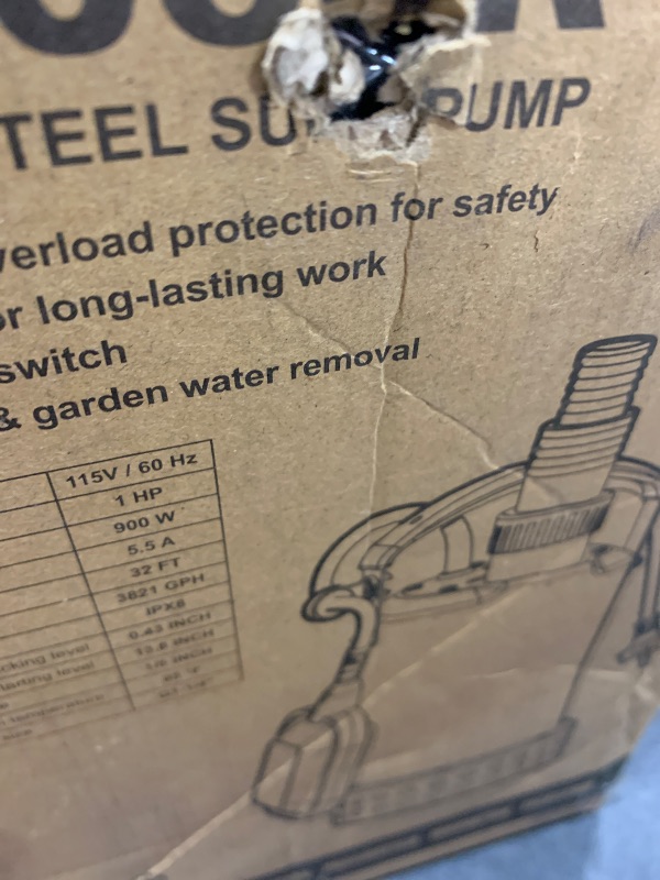 Photo 1 of FOTING Full 304 Stainless Steel Sump Pump with Float Switch - 1HP 4600GPH Automatic Submersible Water Pump Fast Water Removal in Pools, Basements, Sewage, Hot Tubs Heater Flush Pit, ponds w/ 16FT Cord