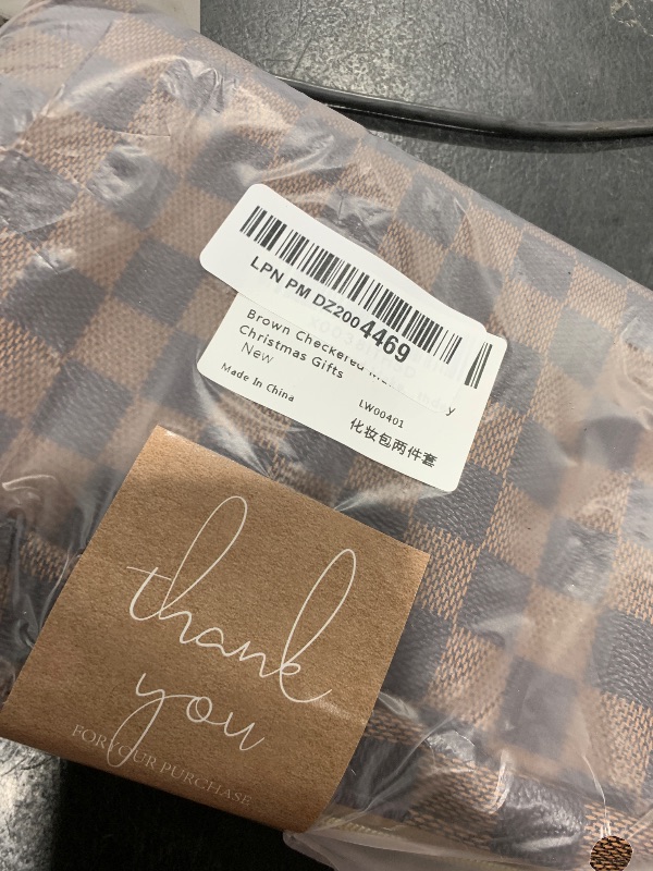 Photo 1 of BAGCRAZY Makeup Bag, Cosmetic Bag, Portable Leather Large Checkered Makeup Bag, 2 Pack Large Capacity Travel Cosmetic Bag for Women, Lightweight Design and Waterproof Toiletries Bag Christmas Gifts