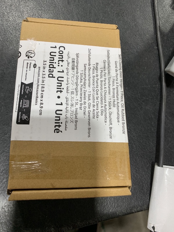 Photo 1 of Amazon Basics Self-Closing Door Hinge, 3.5 Inch x 3.5 Inch, 1 Piece, Oil Rubbed Bronze